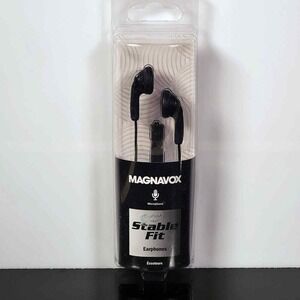 Magnavox Gummy Earbuds Wired Headphones 3.5mm Black MHP4820M Sporty Activewear